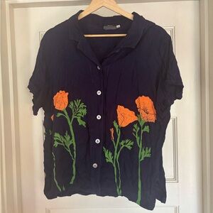 Big Bud Press Floral Poppy Shirt Size M